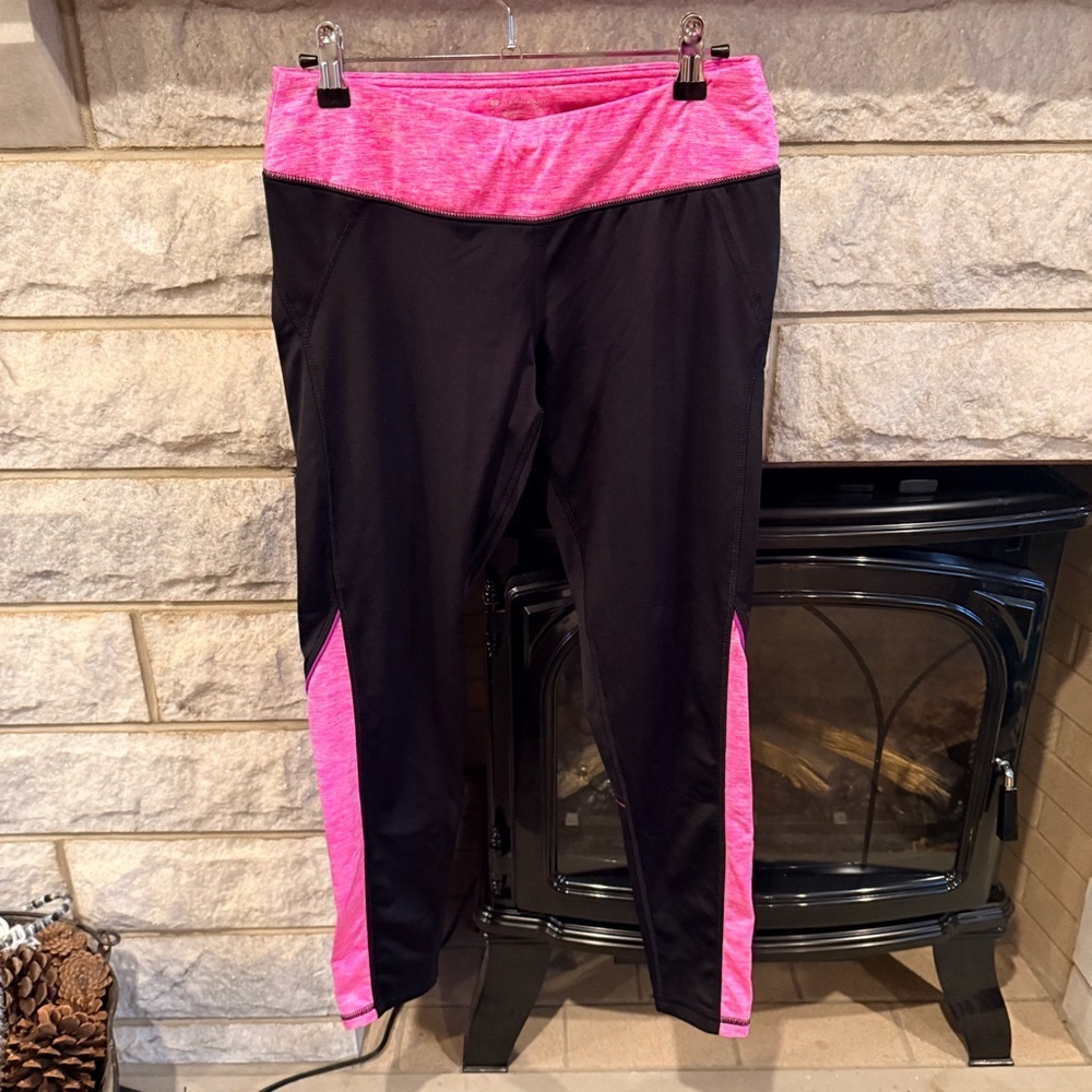 Tek Gear Pink and Black Leggings Athleisure Yoga Pilates Medium